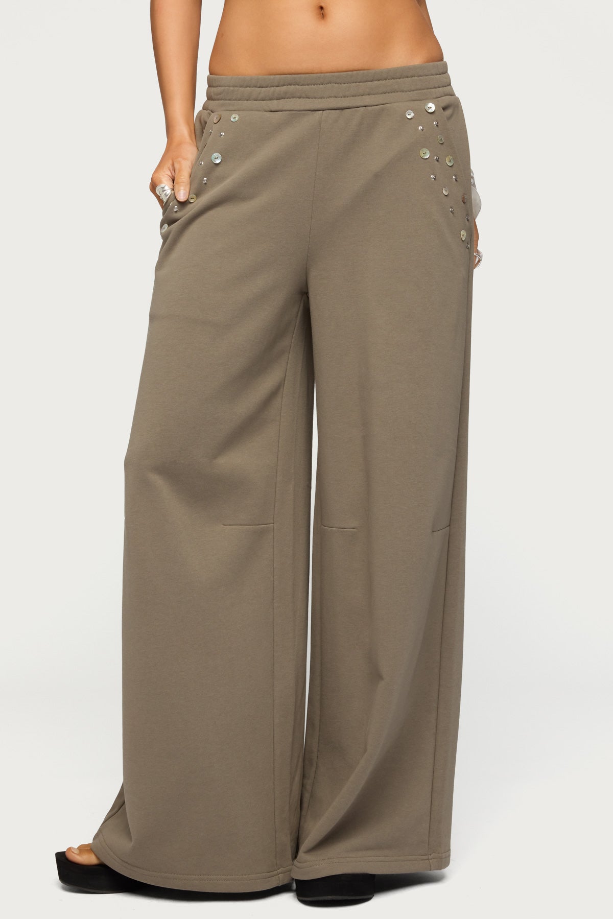 Zania Iridescent Button Sweatpants