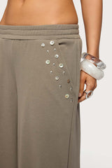 Zania Iridescent Button Sweatpants