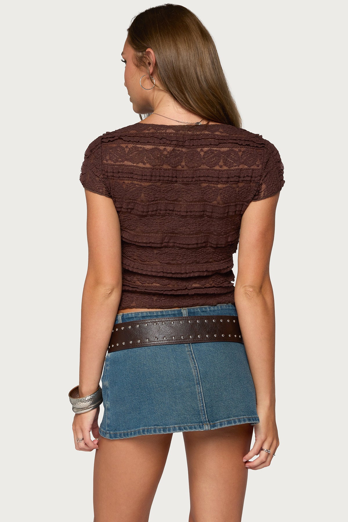 Avalee Sheer Lace V Neck Top
