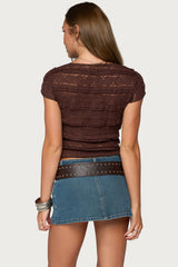 Avalee Sheer Lace V Neck Top