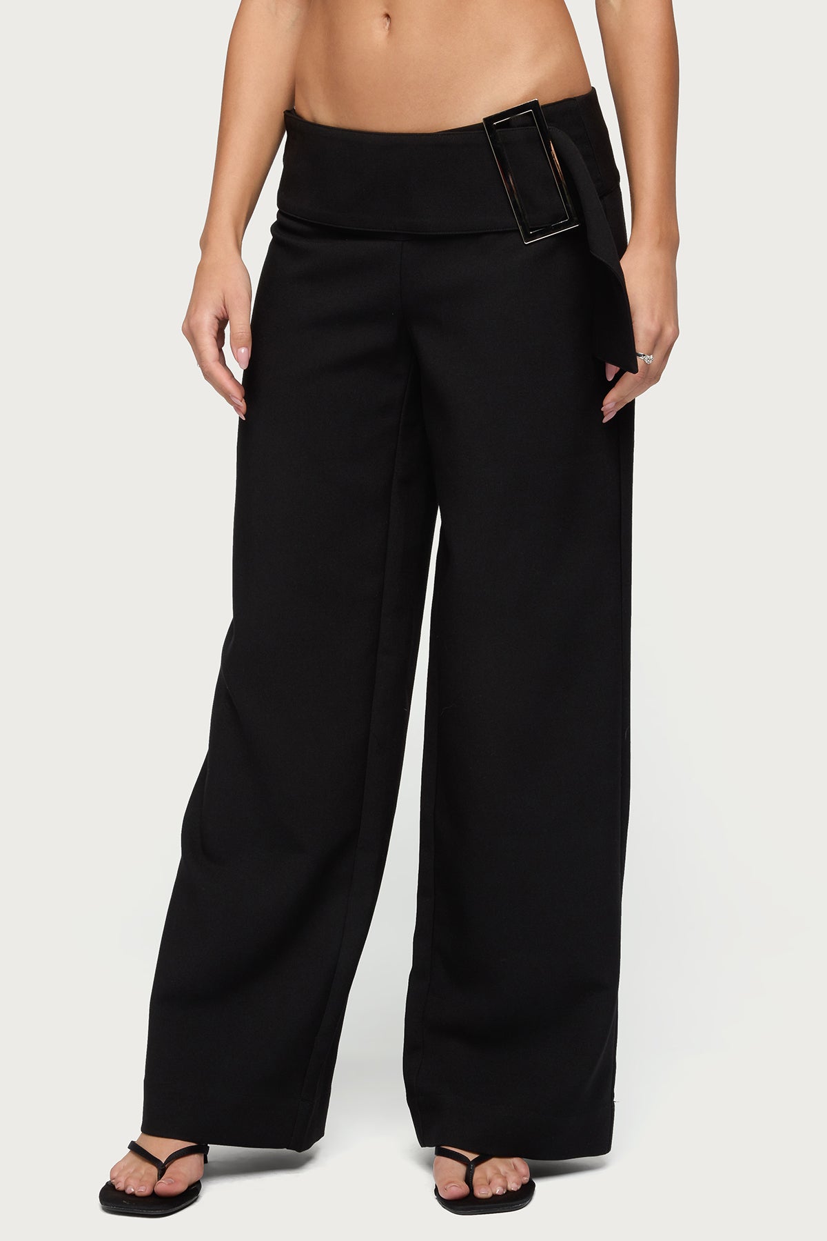 Cerise Buckle Low Rise Baggy Pants