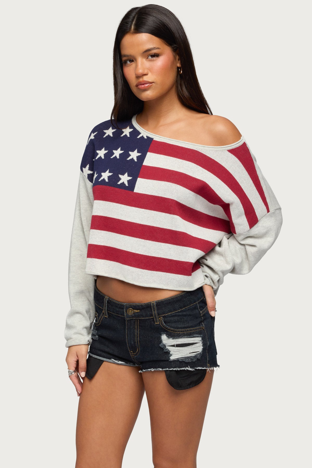 USA Off Shoulder Sweater
