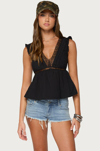 Meadow Linen Look Lacey Top