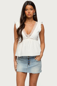 Meadow Linen Look Lacey Top