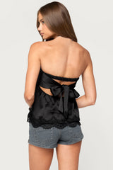 Netta Lacey Strapless Satin Effect Top