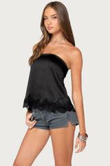 Netta Lacey Strapless Satin Effect Top