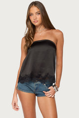 Netta Lacey Strapless Satin Effect Top