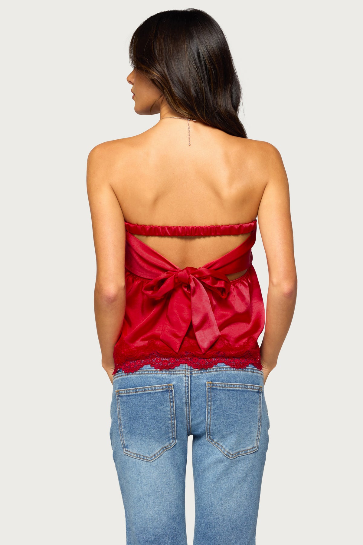 Netta Lacey Strapless Satin Effect Top