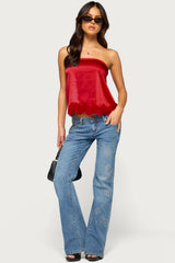 Netta Lacey Strapless Satin Effect Top