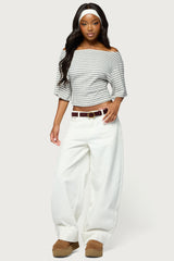 Jadan Striped Off Shoulder Top