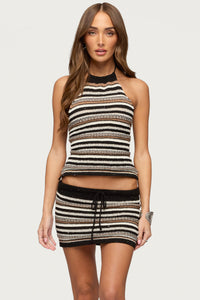 Britta Backless Striped Knit Top