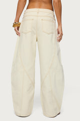 Gili Contrast Stitch Low Rise Barrel Jeans