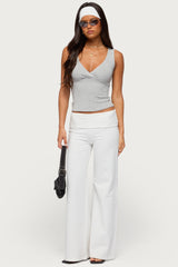 Lalisa V Neck Ribbed Tank Top