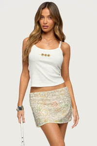 Martini Girl Bead Ribbed Tank Top