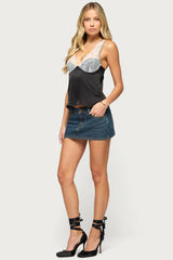 Vikkey Lacey Satin Effect Tank Top