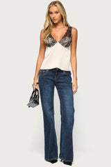 Vikkey Lacey Satin Effect Tank Top