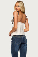 Vikkey Lacey Satin Effect Tank Top