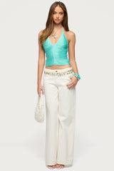 Bree Fringed Backless Halter Top