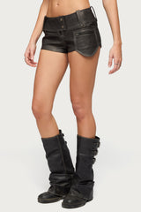Dolly Faux Leather Micro Cargo Shorts