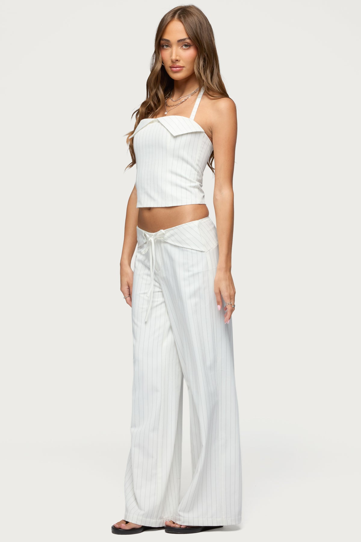 Parker Pinstripe Tie Belt Pants