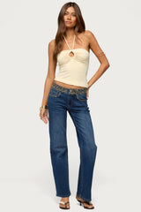 Rope Strap Keyhole Halter Top