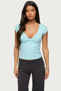 Penelopy Overlap V Neck T Shirt