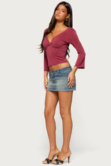 Mar V Neck Three-Quarter Sleeve Top