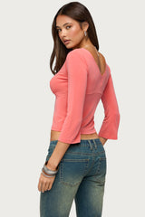 Mar V Neck Quarter Sleeve Top