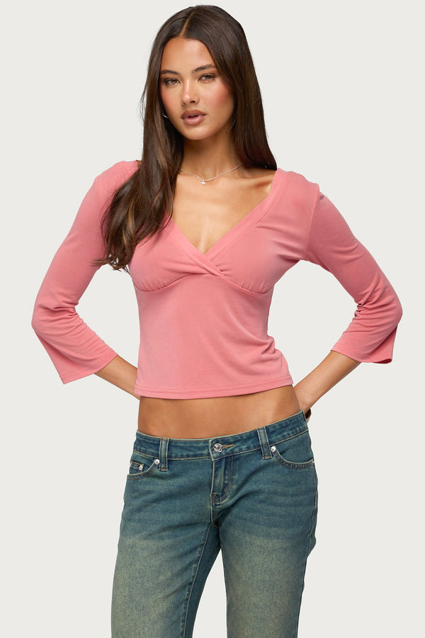 Mar V Neck Quarter Sleeve Top