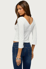 Mar V Neck Quarter Sleeve Top