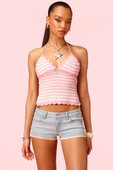 Barbie™ Backless Striped Crochet Halter Top