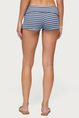 Hodaya Striped Foldover Micro Shorts