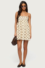 Audrea Polka Dot Babydoll Mini Dress