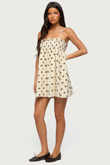 Audrea Polka Dot Babydoll Mini Dress