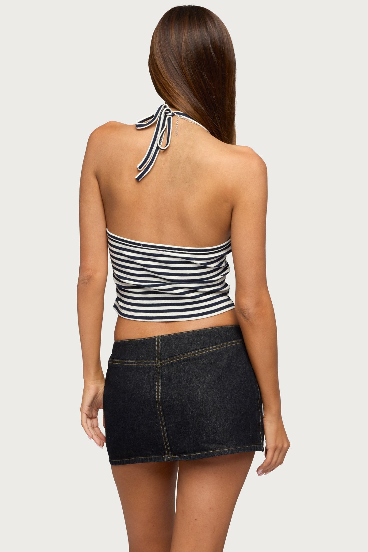 Velma Striped Ribbed Halter Top