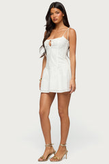 Kaira Eyelet Boned Mini Dress