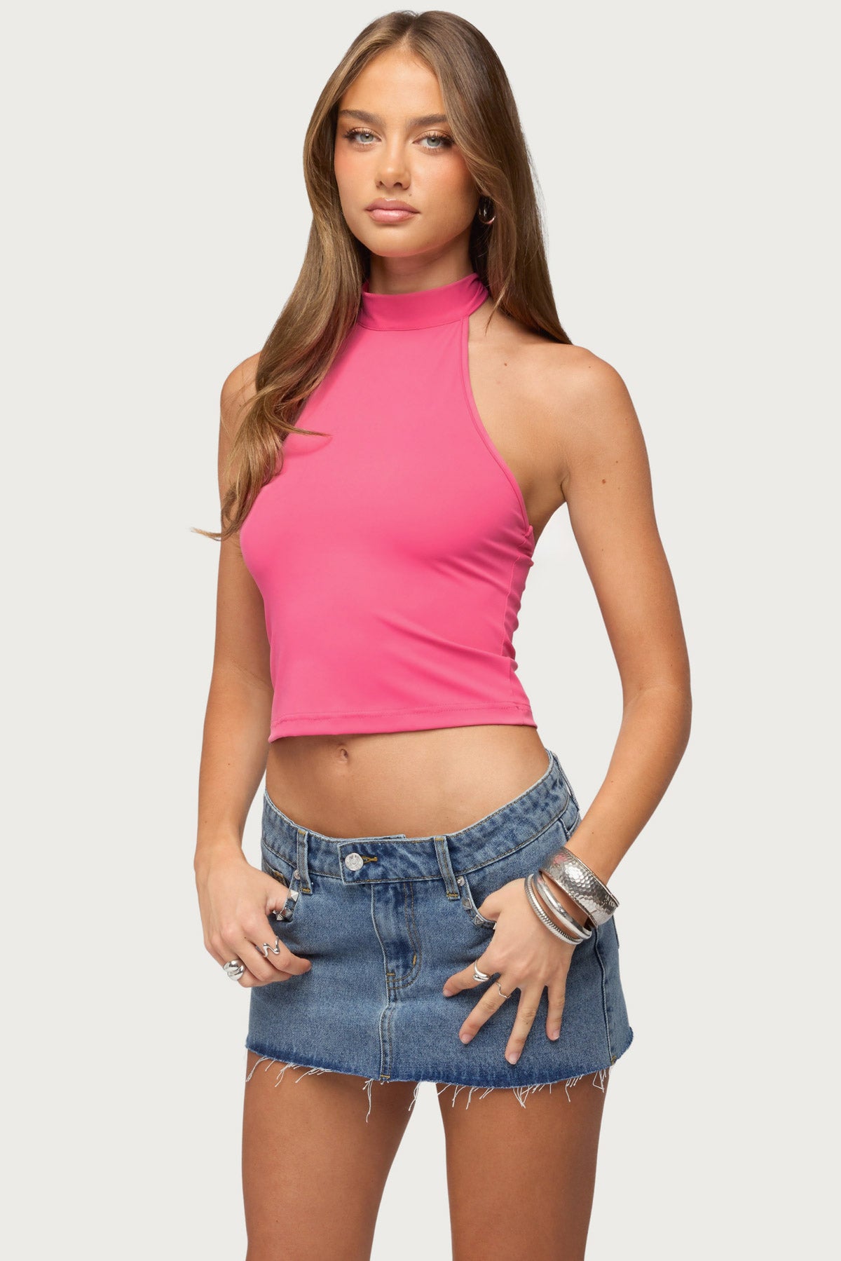 Ikara Backless High Neck Halter Top