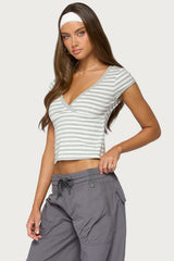 Laia Striped V Neck T Shirt