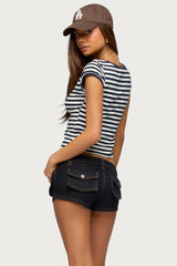 Laia Striped V Neck T Shirt
