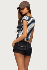 Laia Striped V Neck Top