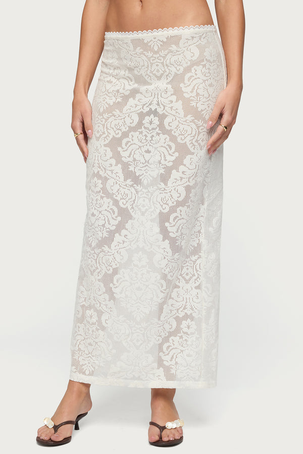 Violette Sheer Lace Maxi Skirt