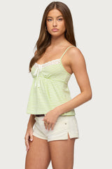 Cindee Contrast Striped Babydoll Tank Top