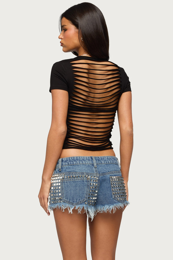 Izabelle Shredded Back T Shirt