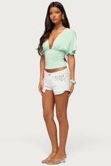 Betee Flutter Plunge Neck Top