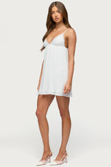 Lacey Pleated Chiffon Mini Dress