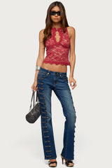 Frieda Keyhole Cutout Lace Top