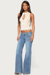 Frieda Keyhole Cutout Lace Top