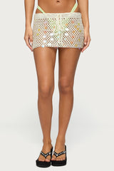 Kirah Sequin Crochet Mini Skirt