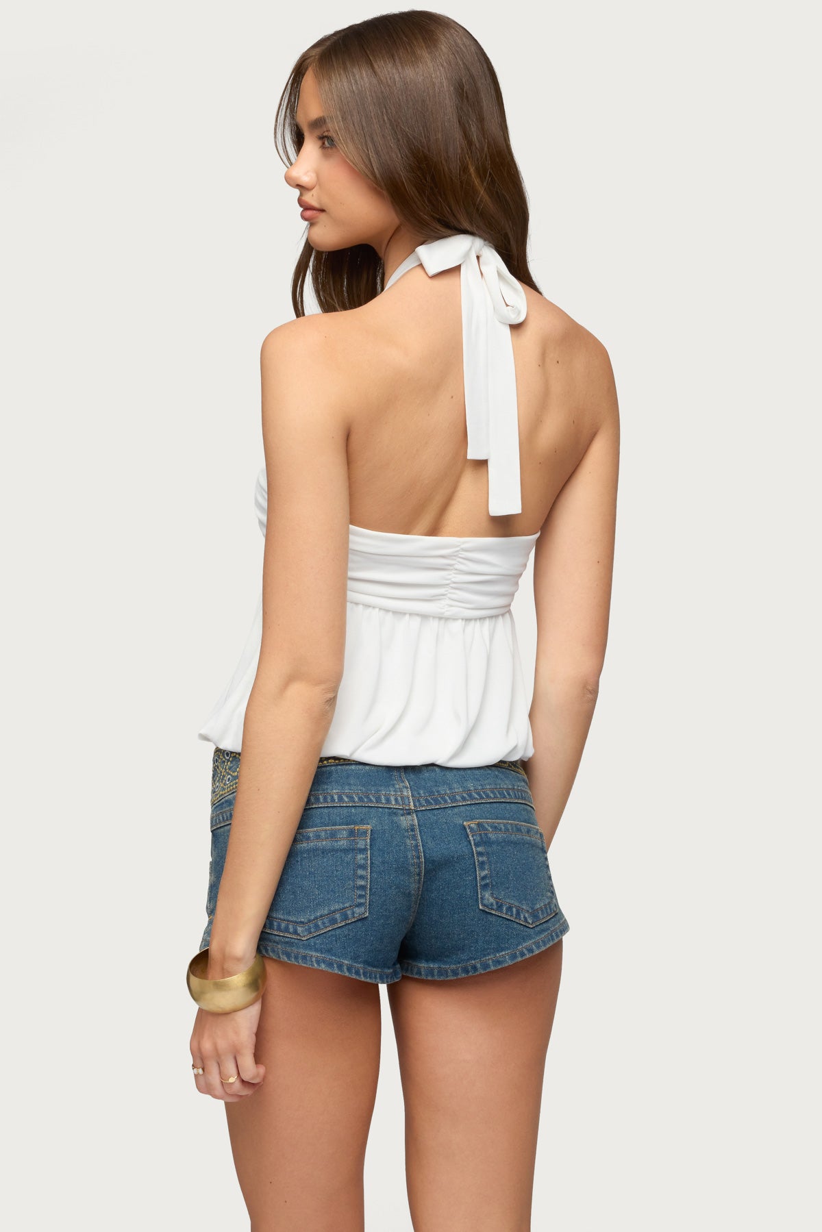 Kristina Gathered Bubble Halter Top