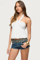 Kristina Gathered Bubble Halter Top